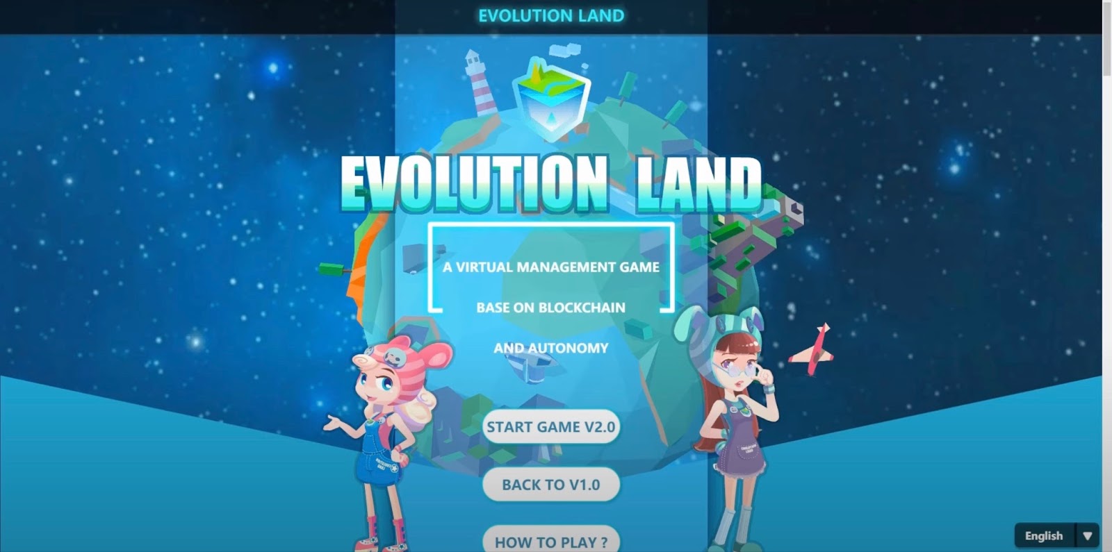 Main menu of the game with characters